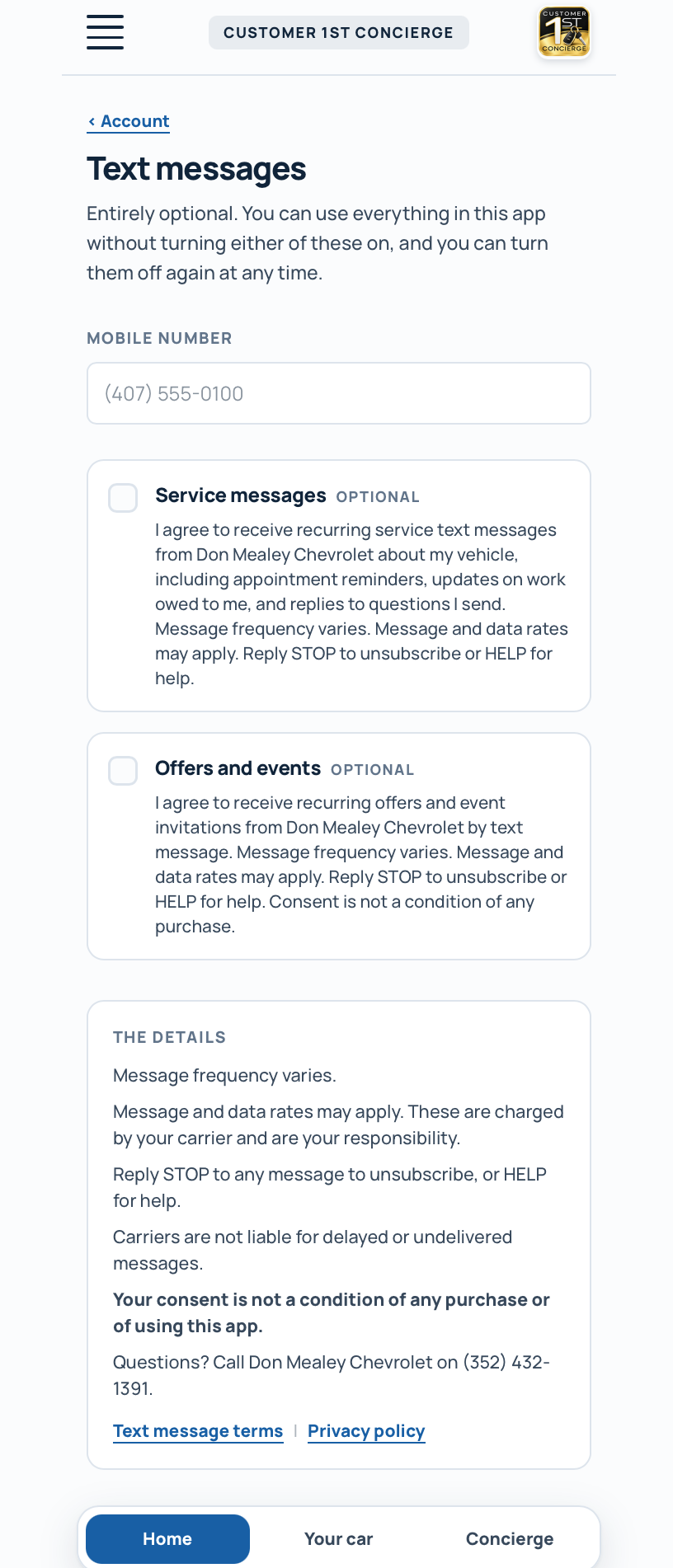 The consent screen with both checkboxes unchecked